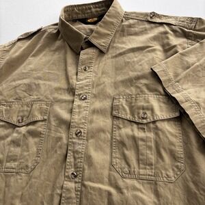 Woolrich Men's Tan Cotton Utility Work Shirt 2XL Button Down Field‎ Shirt